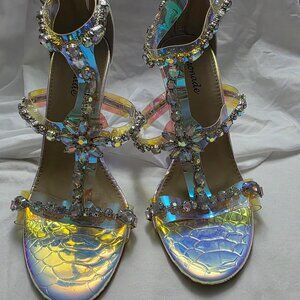 Iridescent rhinestone shoes
